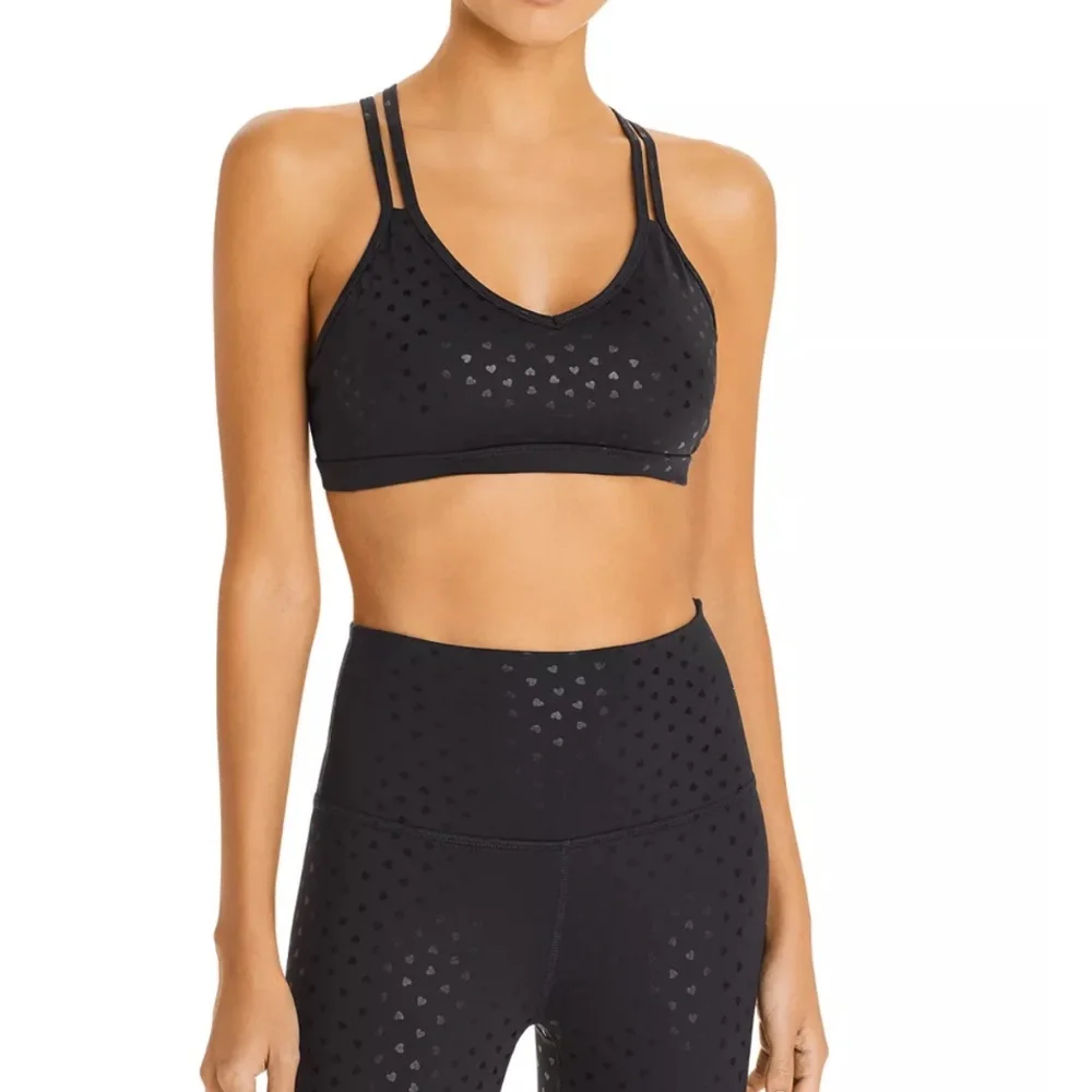 NWOT BEYOND YOGA HEART PRINT SPORTS BRA - Picture 1 of 5